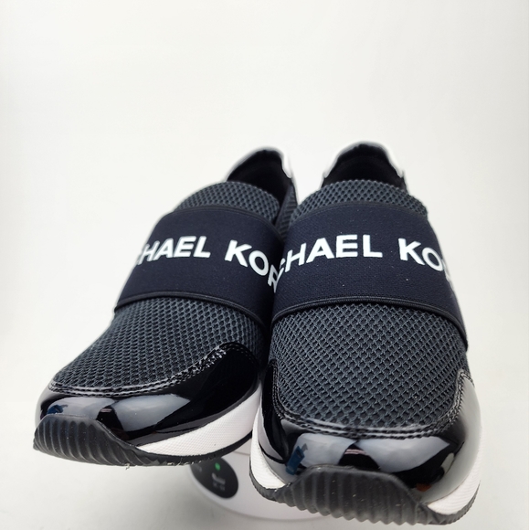 Michael Kors Felix Trainer Platform Wedge New Scuba Black MK Print - Picture 4 of 7